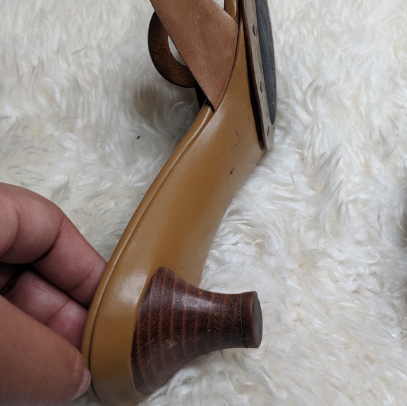 Cole Haan Tan Woven Leather Kitten Heel Rhonda - Picture 2 of 6